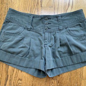 Express Women's Army Green Pleated Shorts- Size 2